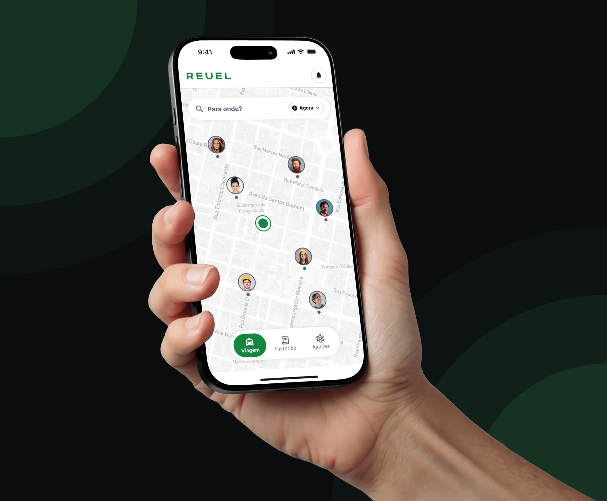 Tecnologia avançada e interface moderna do aplicativo Reuel